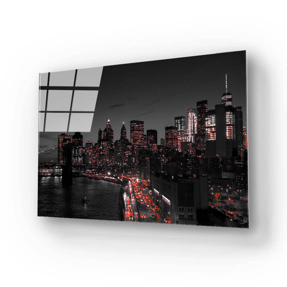 Manhattan, New York Night View Glass Wall Art - CreoGlass E-Shop