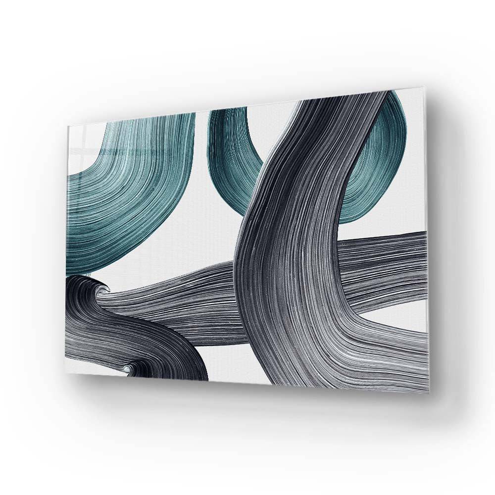 Minimal Green Brushstrokes Glass Wall Art - CreoGlass E-Shop