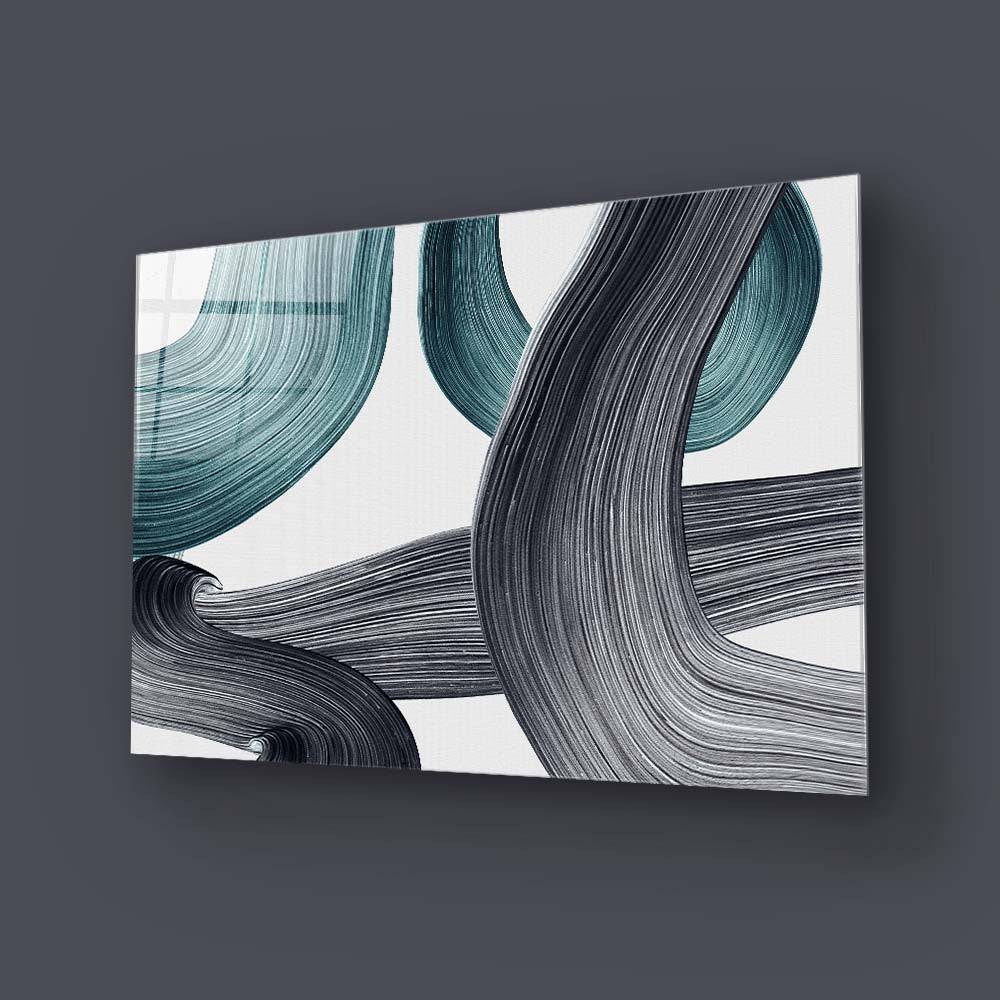 Minimal Green Brushstrokes Glass Wall Art - CreoGlass E-Shop