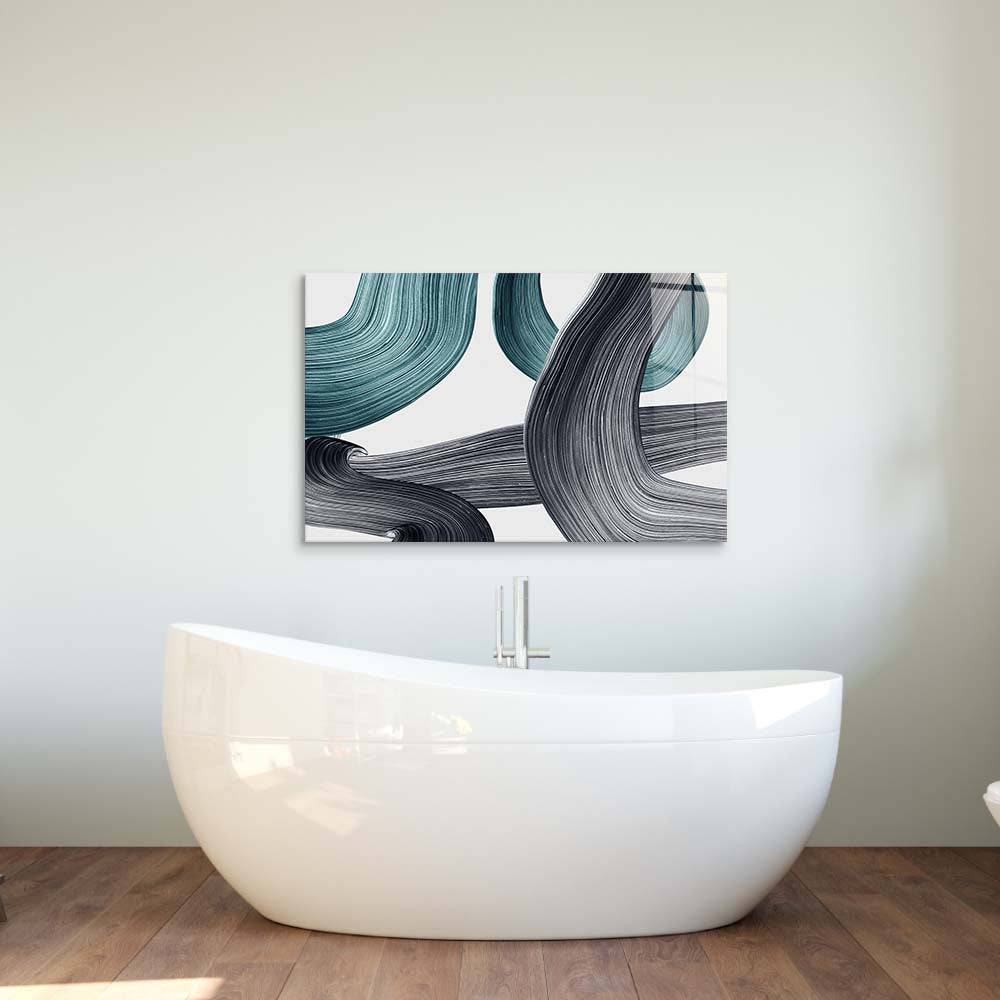 Minimal Green Brushstrokes Glass Wall Art - CreoGlass E-Shop