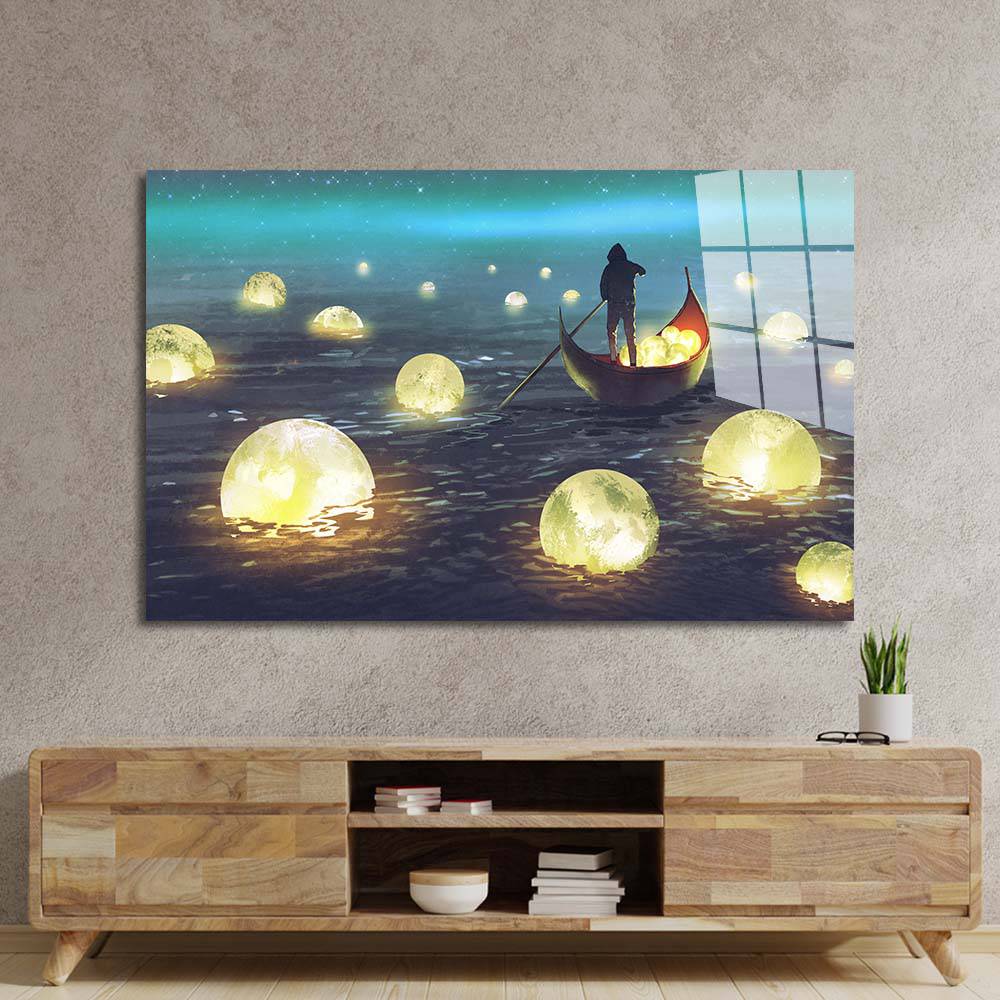 Moon Sailor Glass Wall Art - CreoGlass E-Shop
