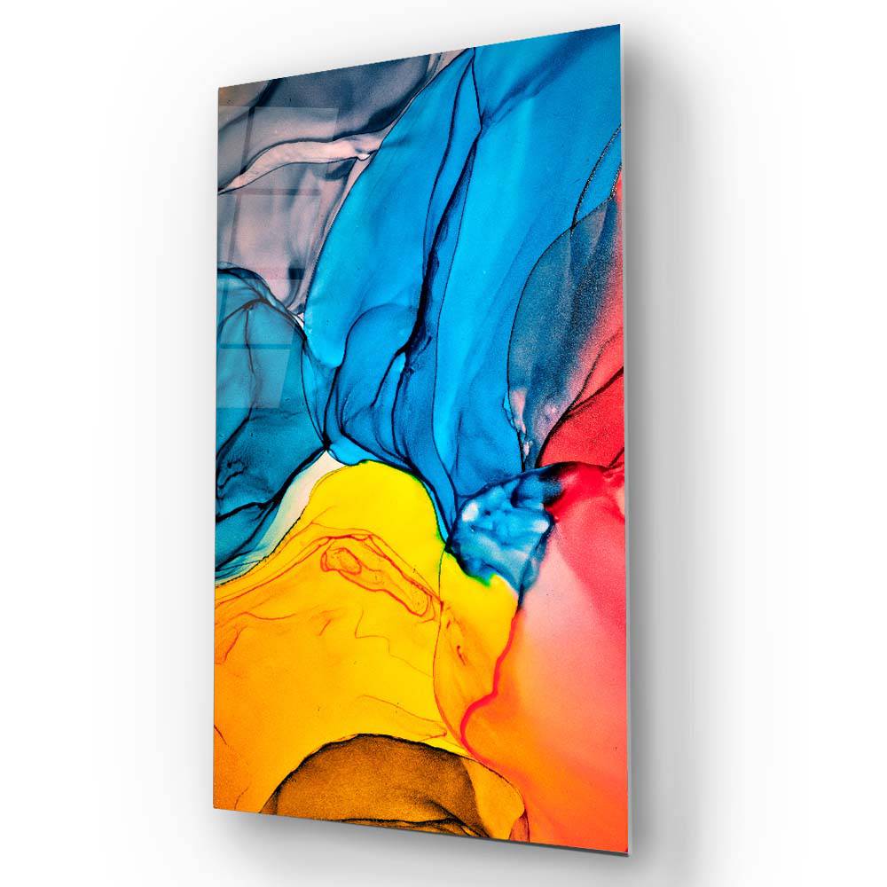 Multi-Coloured Alcohol Ink Abstract Glass Wall Art - CreoGlass E-Shop