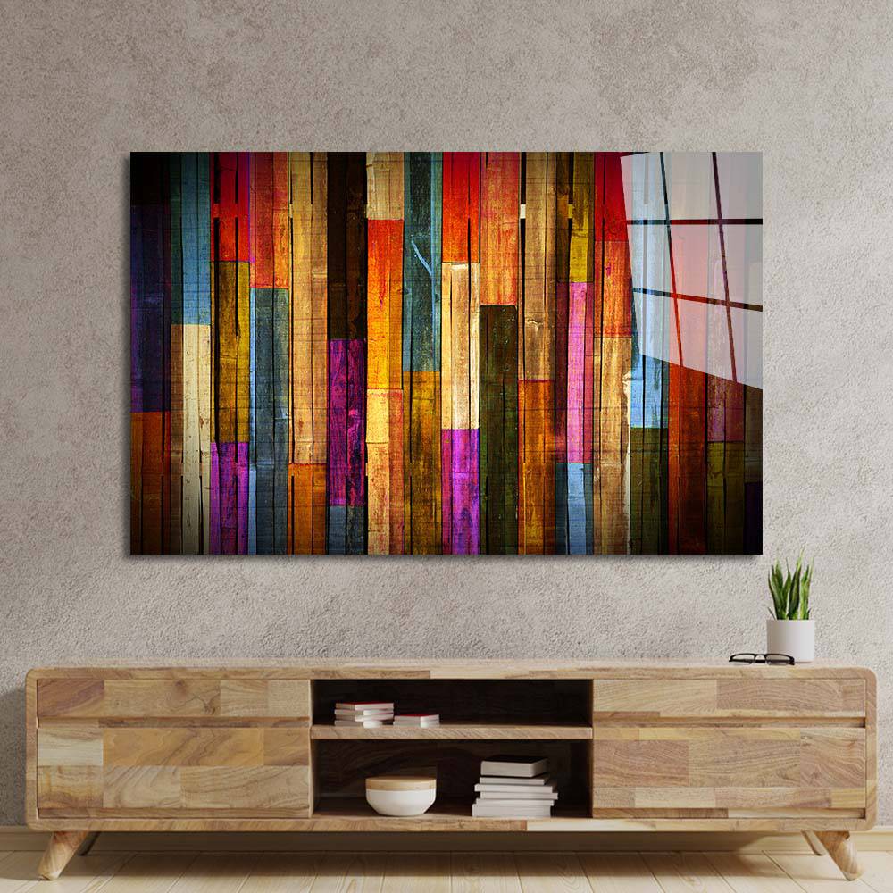 Multi-Coloured Wooden Wall Glass Wall Art - CreoGlass E-Shop