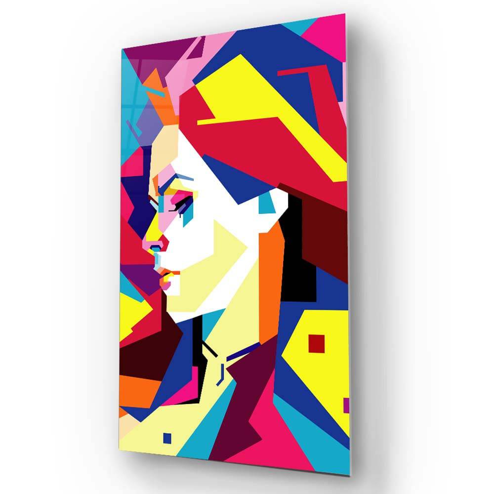 Neon Pop Art Girl Glass Wall Art - CreoGlass E-Shop