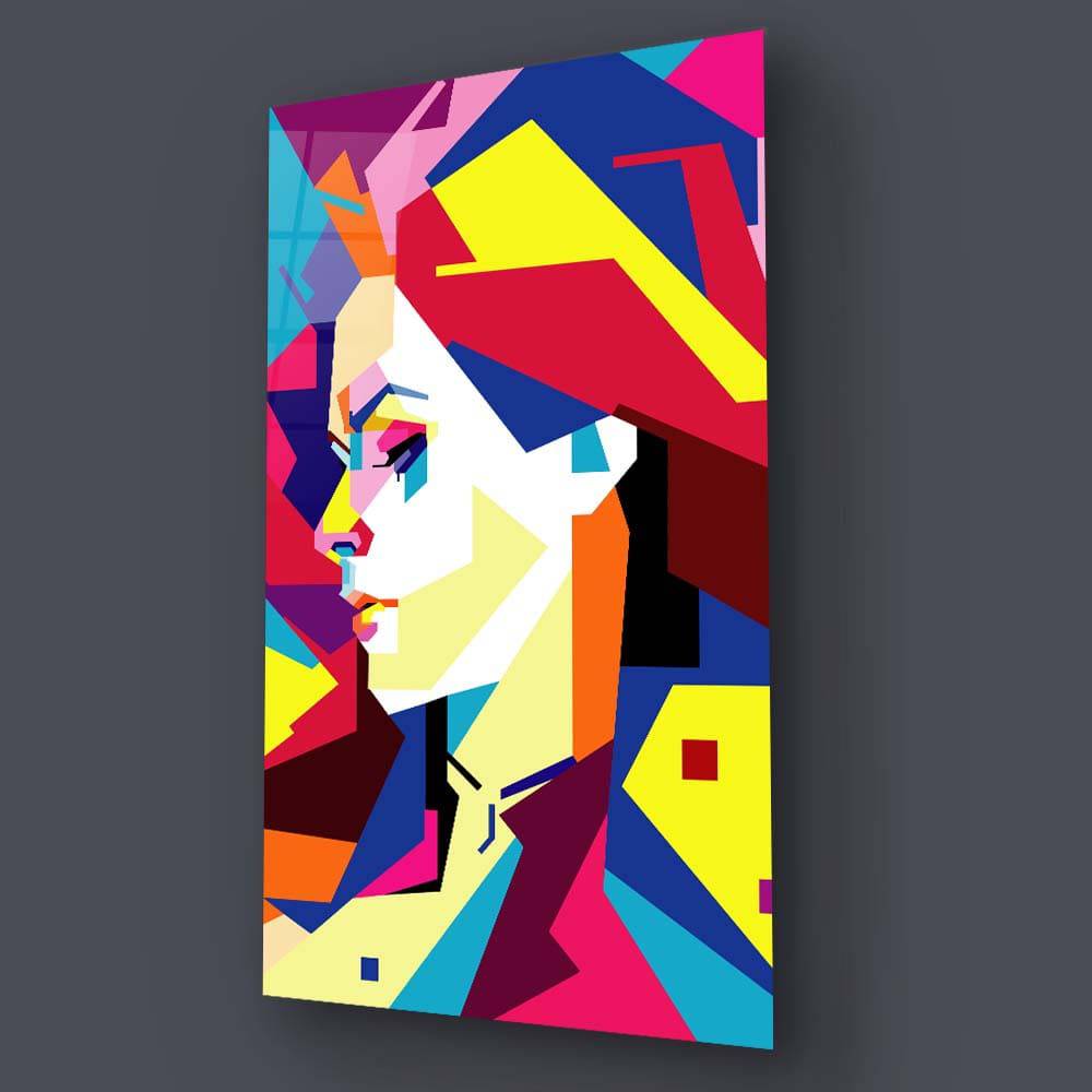 Neon Pop Art Girl Glass Wall Art - CreoGlass E-Shop