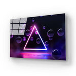 Neon Triangle with Floating Bubbles Glass Wall Art - CreoGlass E-Shop