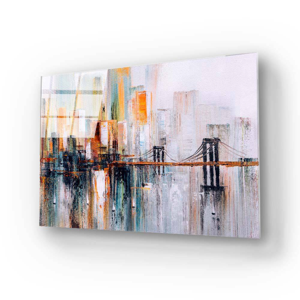 New York Bridge Impressionism Glass Wall Art - CreoGlass E-Shop