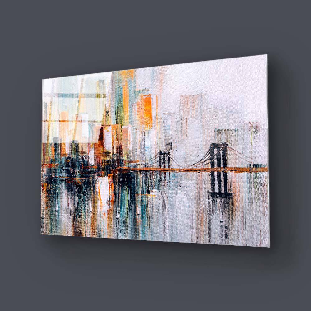 New York Bridge Impressionism Glass Wall Art - CreoGlass E-Shop