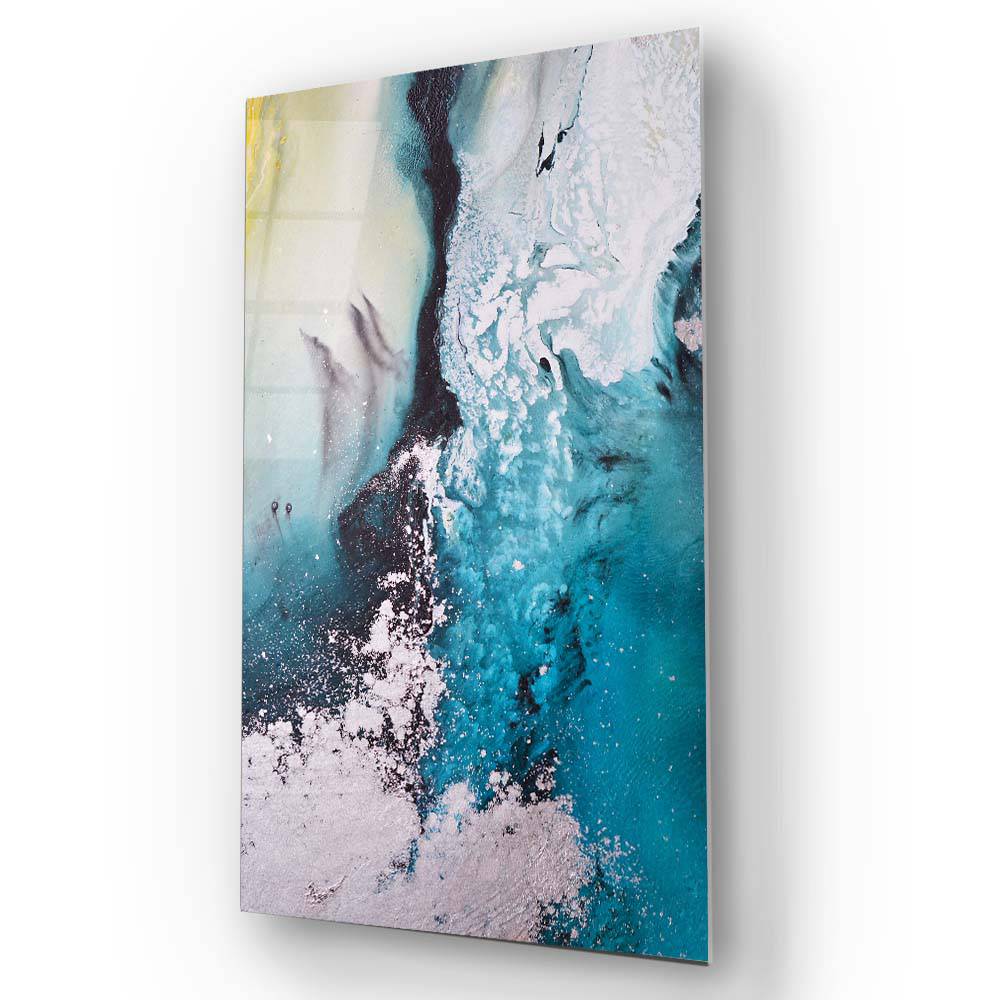 Ocean Seascape with Yellow Accents Glass Wall Art - CreoGlass E-Shop