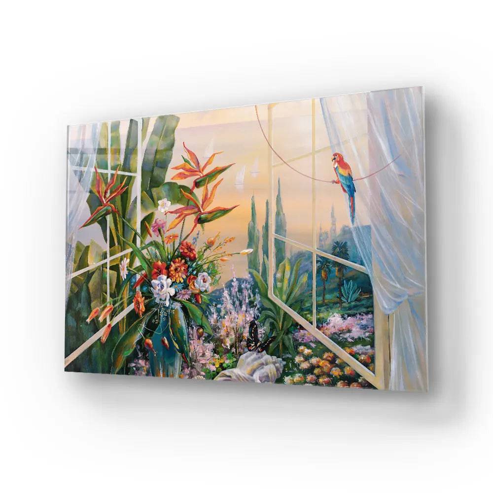 Oil Painting Garden Glass Wall Art - CreoGlass E-Shop