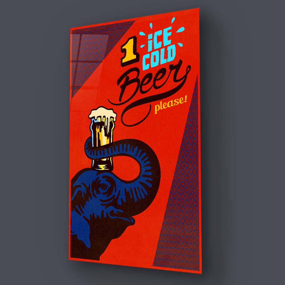 One Ice Cold Beer, Please Glass Wall Art - CreoGlass E-Shop