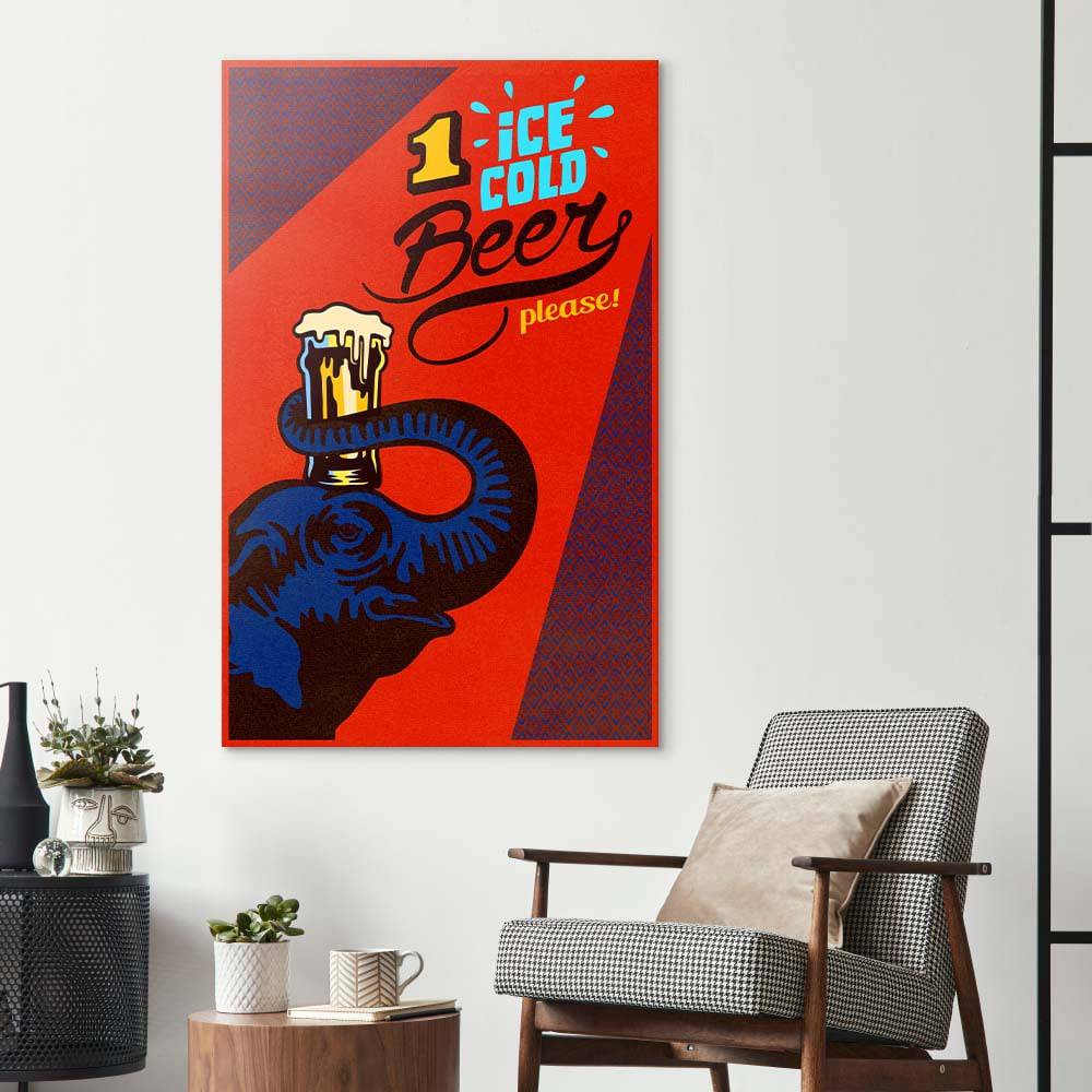 One Ice Cold Beer, Please Glass Wall Art - CreoGlass E-Shop