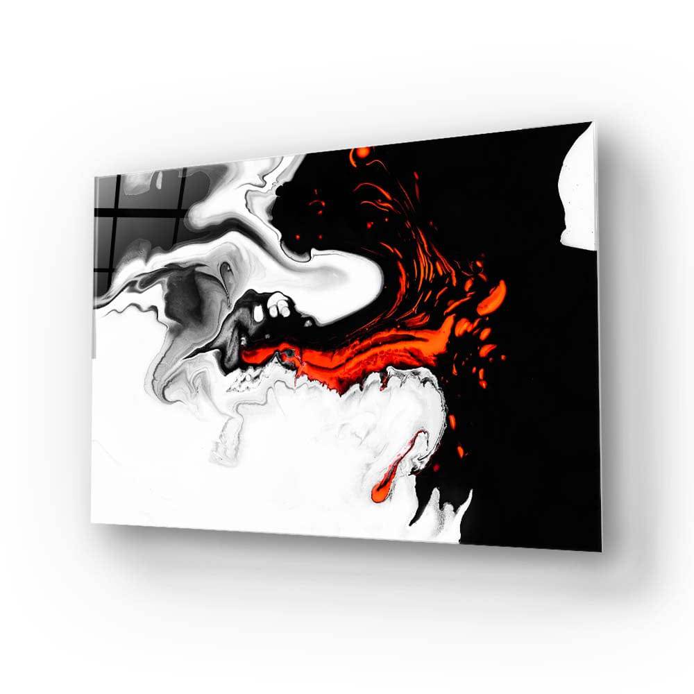 Orange and Black Liquid Marble Glass Wall Art - CreoGlass E-Shop