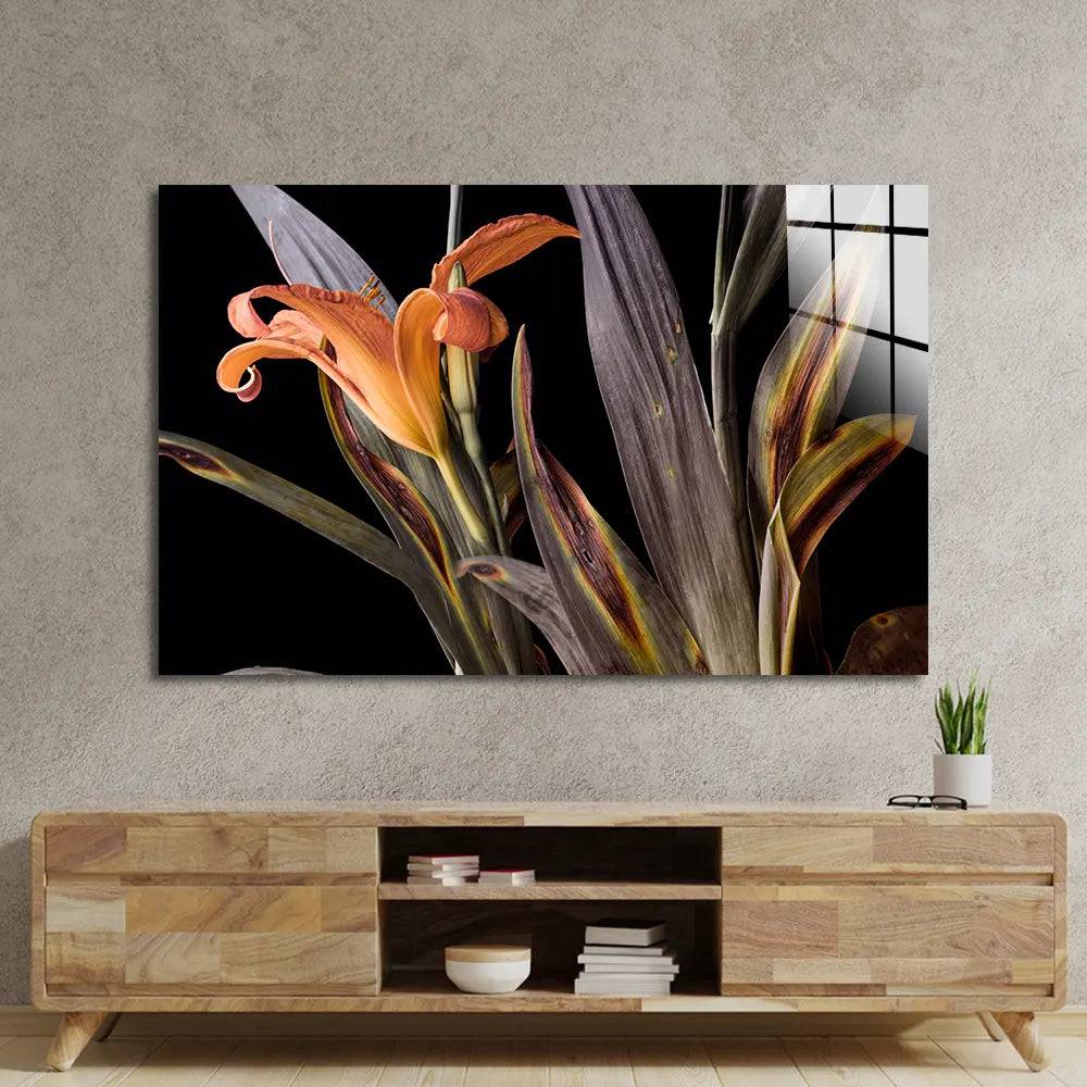 Orange Lily Glass Wall Art - CreoGlass E-Shop