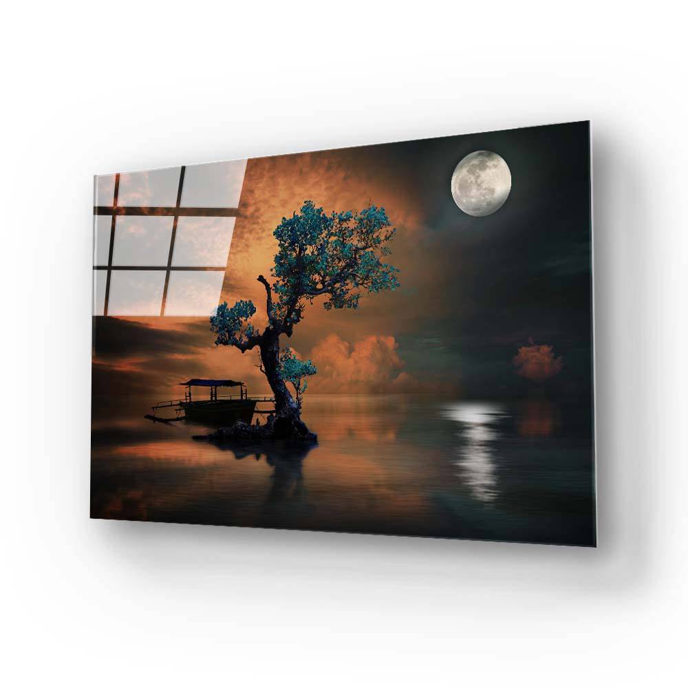 Orange Moon Glass Wall Art - CreoGlass E-Shop