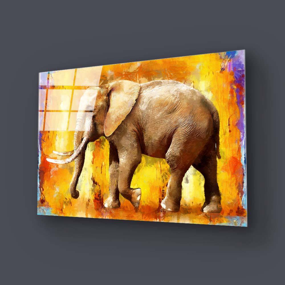 Painted Elephant Glass Wall Art - CreoGlass E-Shop