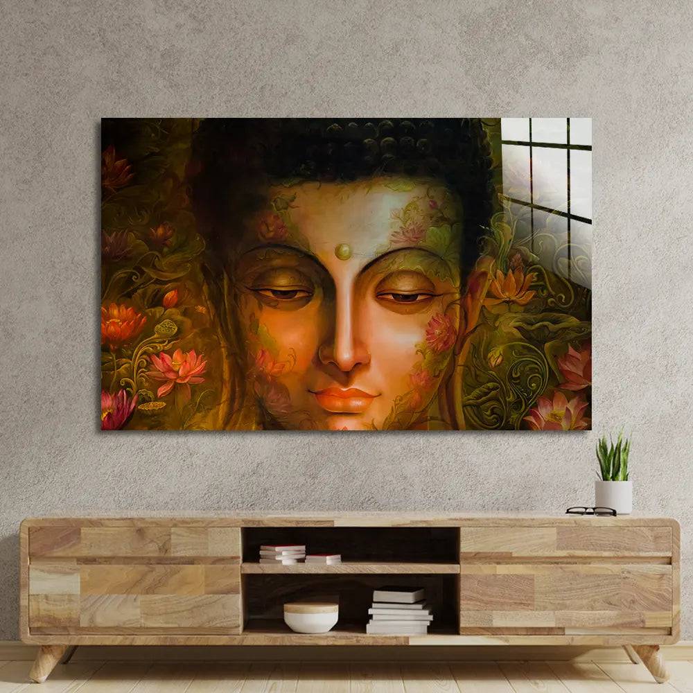 Painting Budha Glass Wall Art - CreoGlass E-Shop