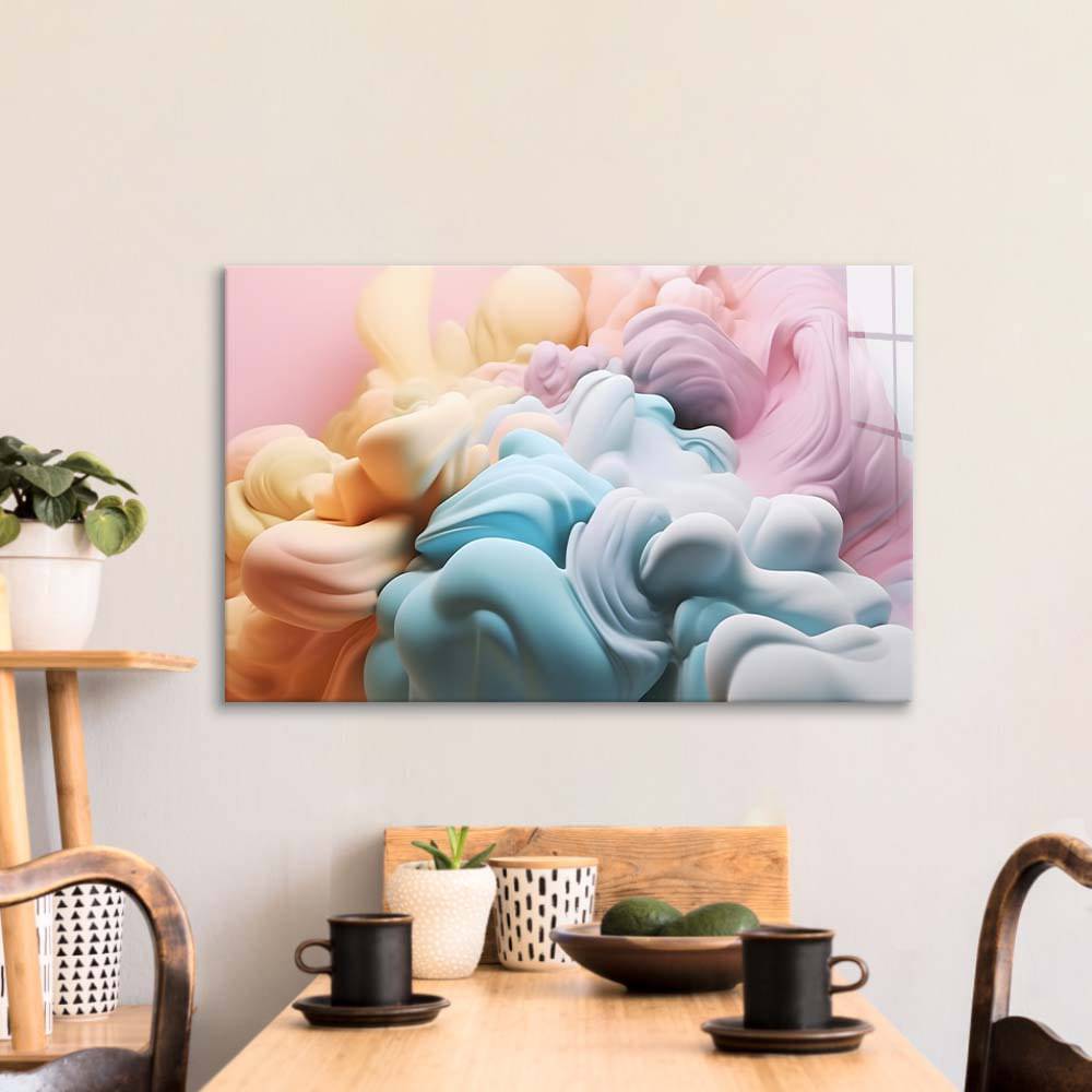 Pastel 3D Cloud Glass Wall Art - CreoGlass E-Shop