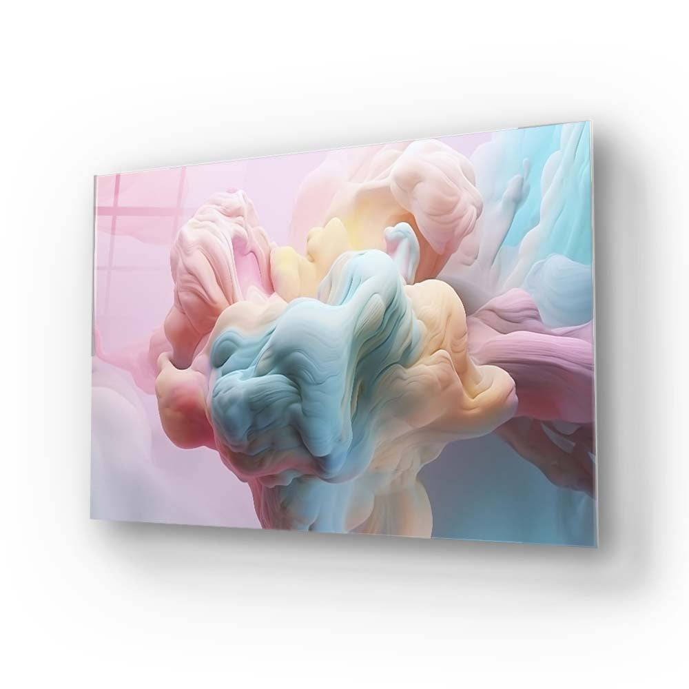 Pastel 3D Clouds 3 Glass Wall Art - CreoGlass E-Shop