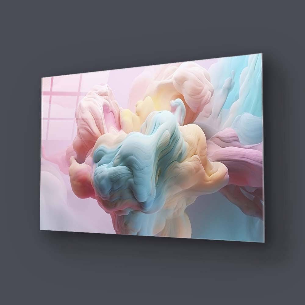 Pastel 3D Clouds 3 Glass Wall Art - CreoGlass E-Shop