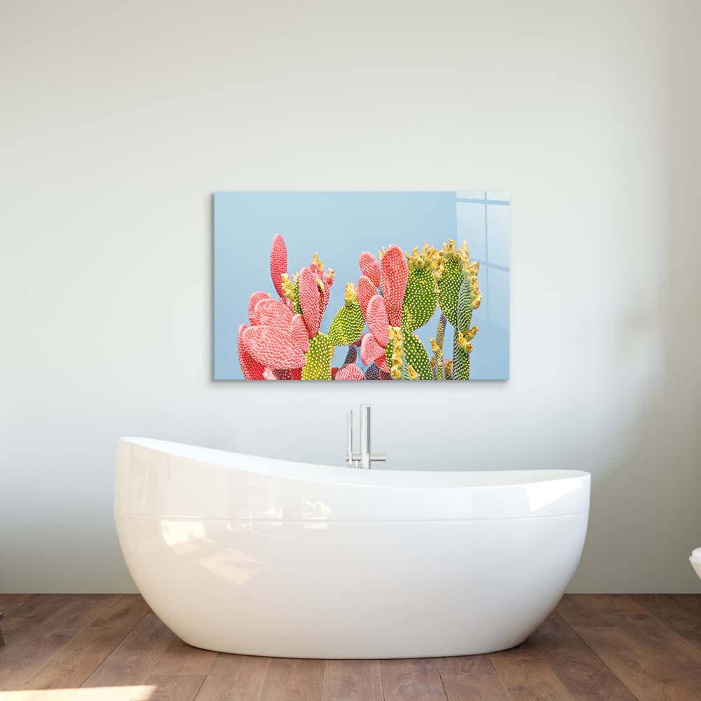 Pastel Cactus Glass Wall Art - CreoGlass E-Shop