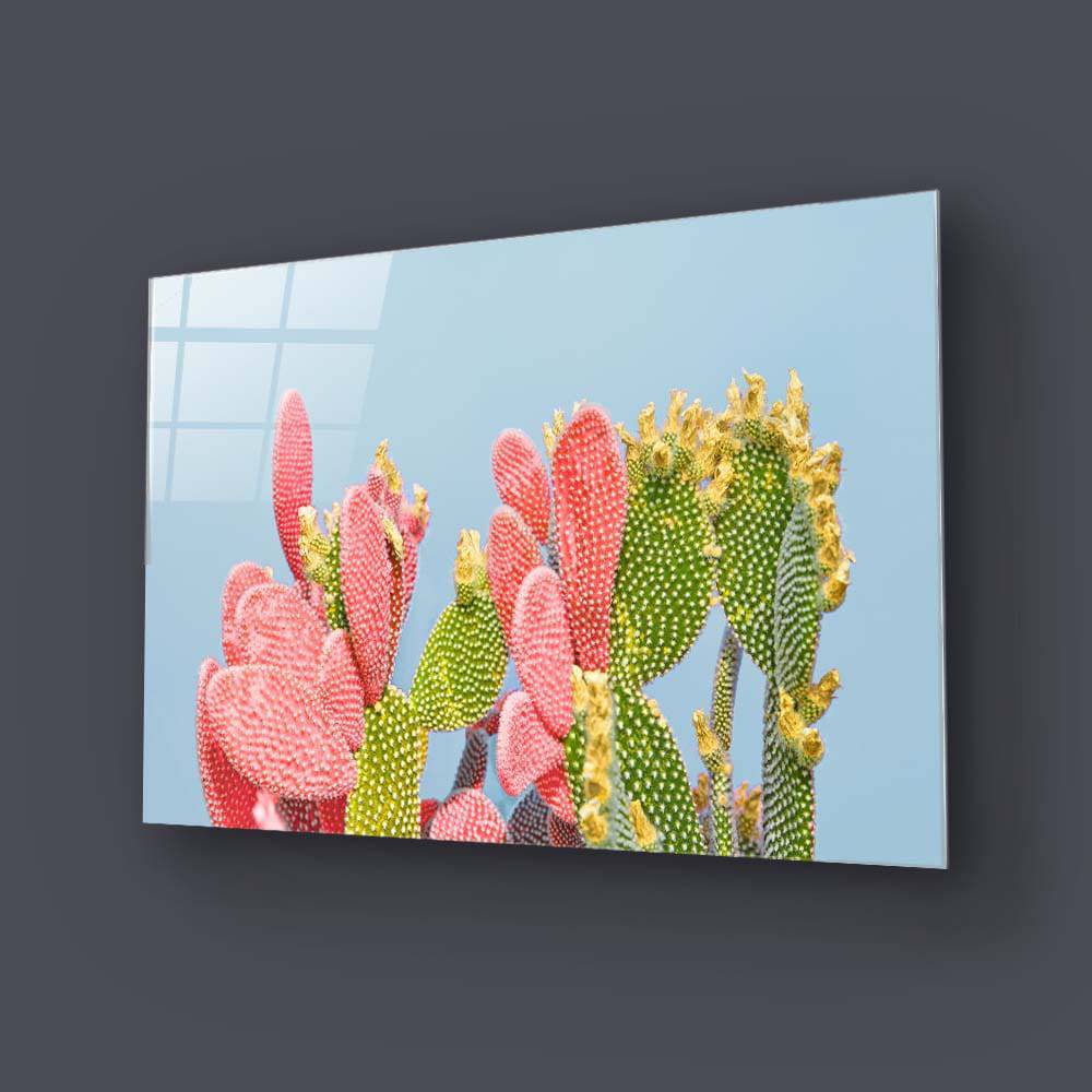 Pastel Cactus Glass Wall Art - CreoGlass E-Shop