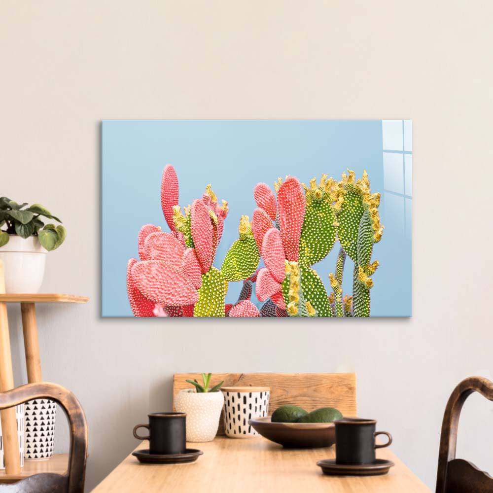 Pastel Cactus Glass Wall Art - CreoGlass E-Shop