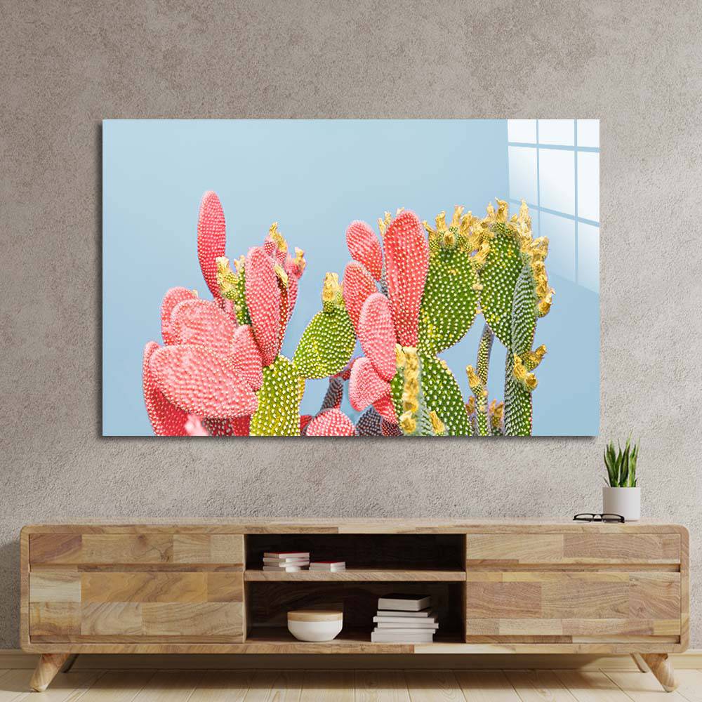 Pastel Cactus Glass Wall Art - CreoGlass E-Shop