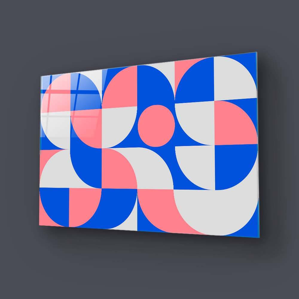 Pastel Minimal Abstract Geometry Glass Wall Art - CreoGlass E-Shop