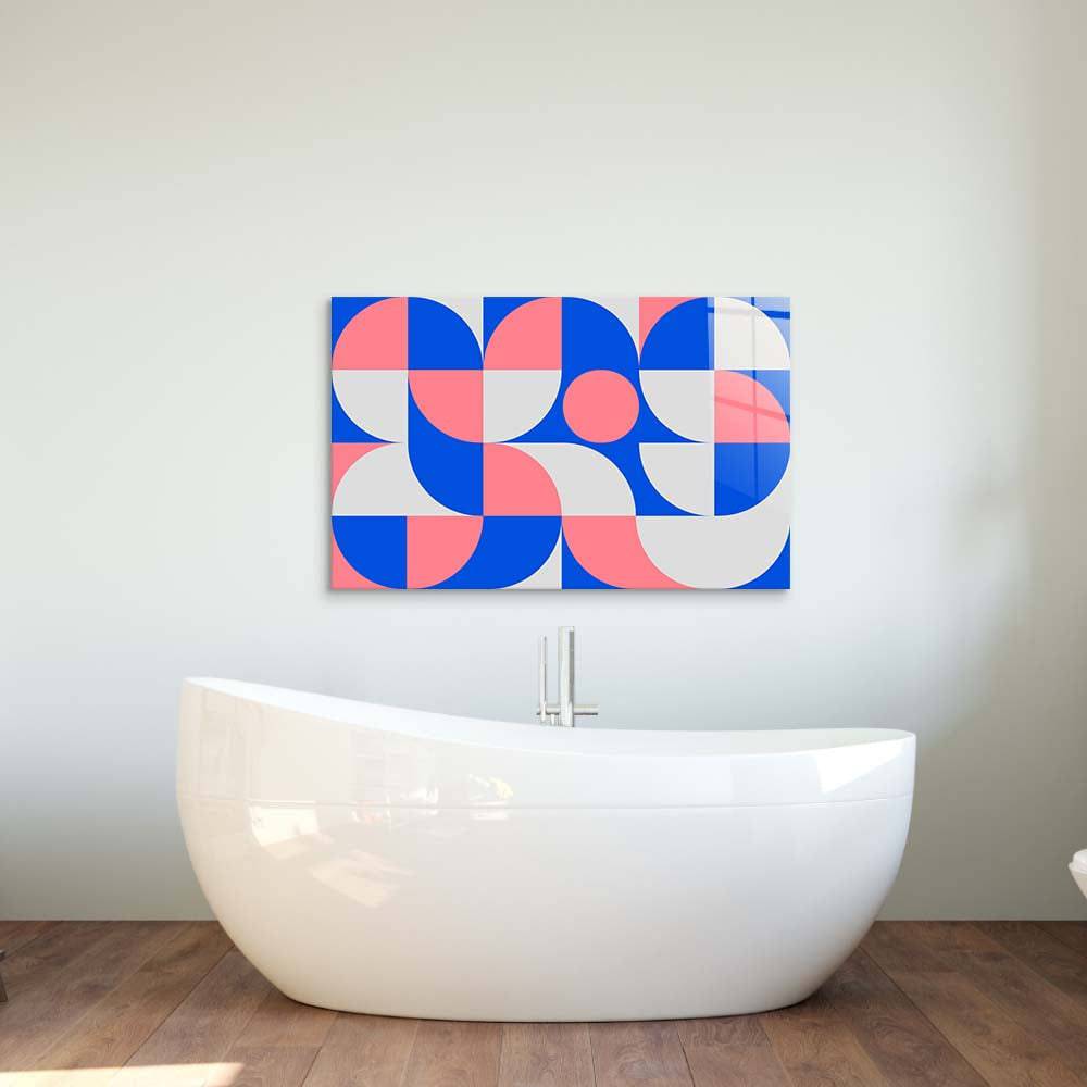 Pastel Minimal Abstract Geometry Glass Wall Art - CreoGlass E-Shop