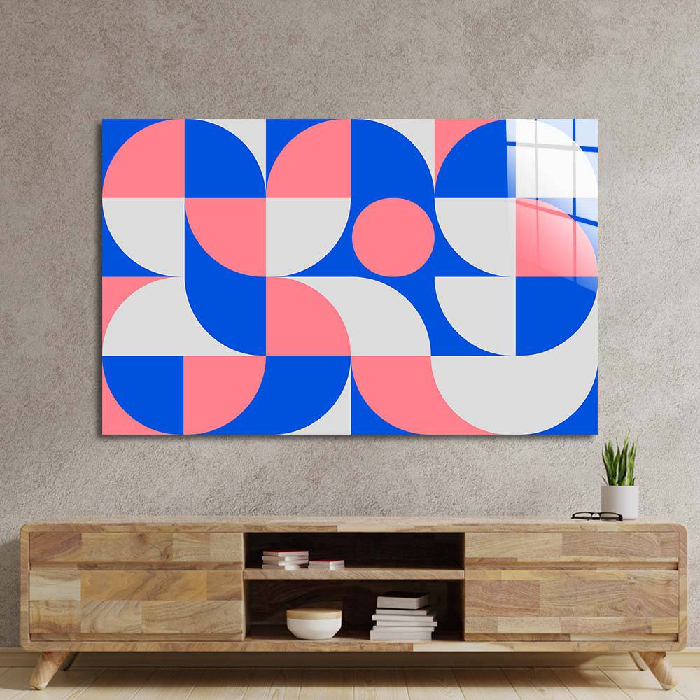Pastel Minimal Abstract Geometry Glass Wall Art - CreoGlass E-Shop