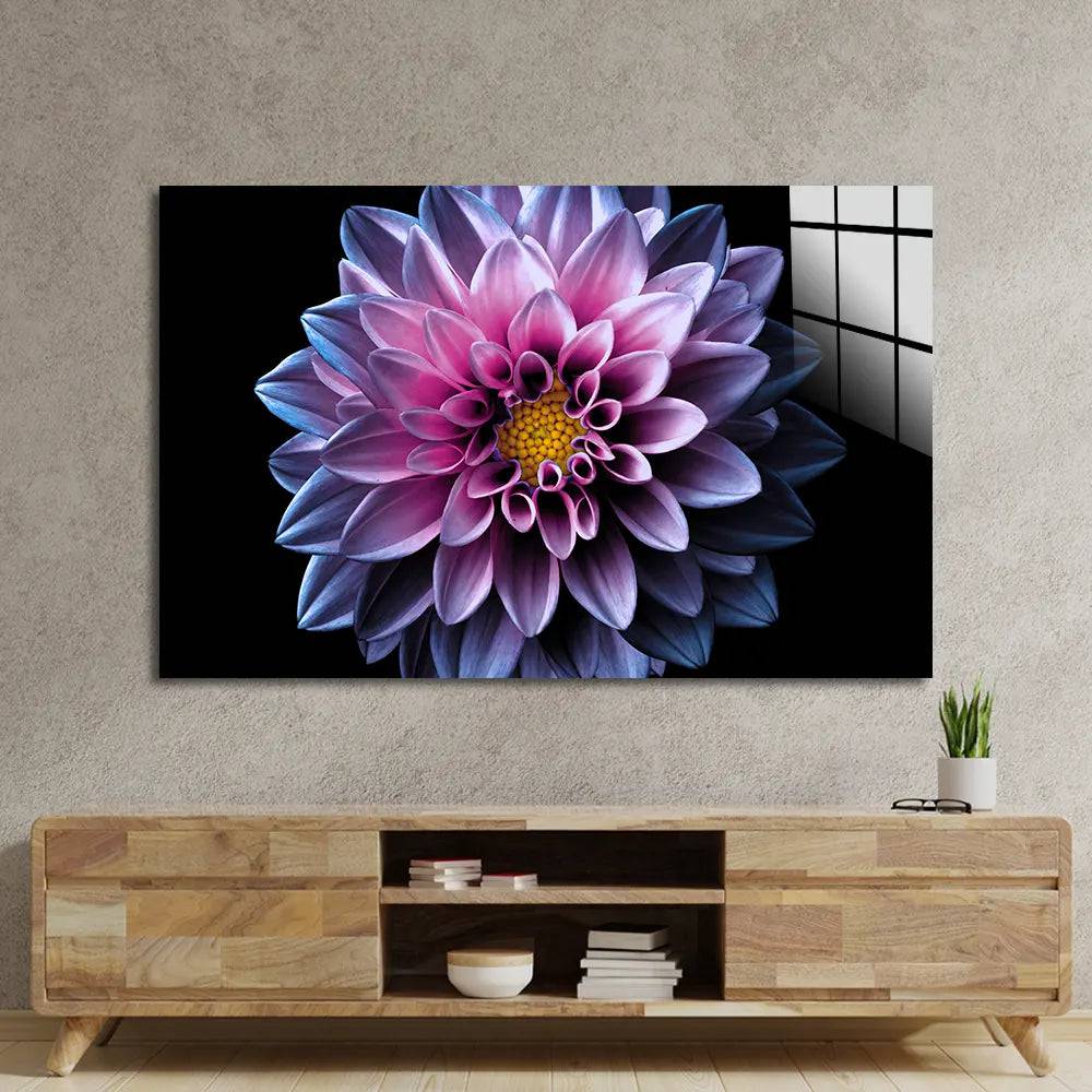Purple Dahlia Glass Wall Art - CreoGlass E-Shop