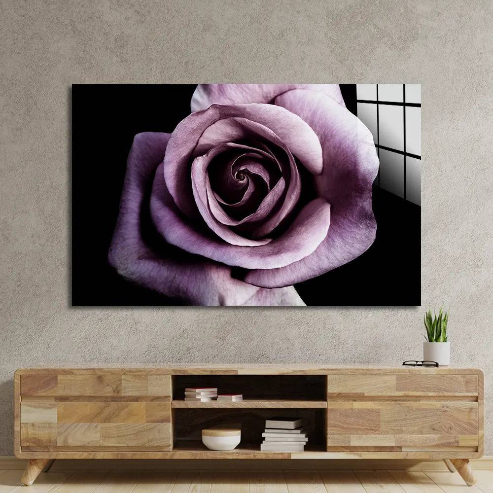Purple Rose Glass Wall Art - CreoGlass E-Shop