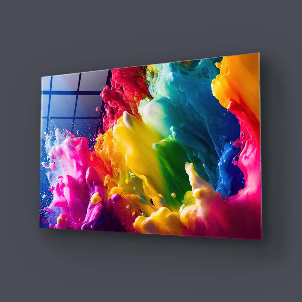 Rainbow Splash Glass Wall Art - CreoGlass E-Shop
