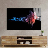 Red and Blue Parrot with Smoke Effect Glass Wall Art - CreoGlass E-Shop