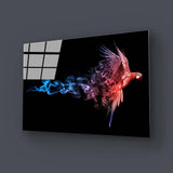 Red and Blue Parrot with Smoke Effect Glass Wall Art - CreoGlass E-Shop