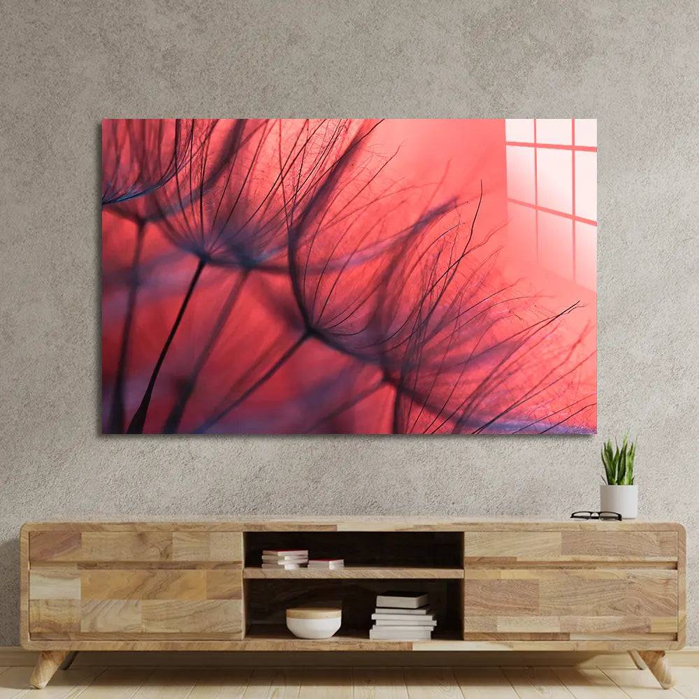 Red Dandelion Glass Wall Art - CreoGlass E-Shop
