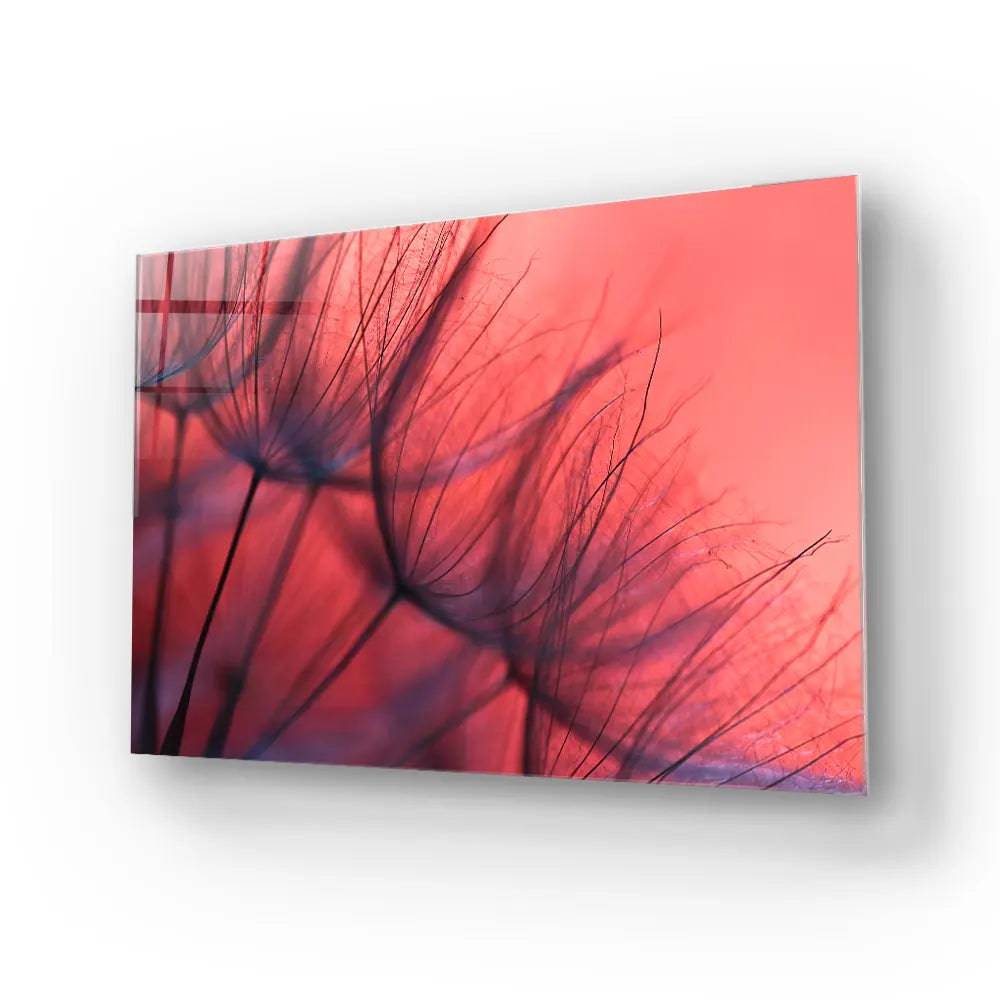Red Dandelion Glass Wall Art - CreoGlass E-Shop