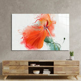 Red Flower Painting Glass Wall Art - CreoGlass E-Shop