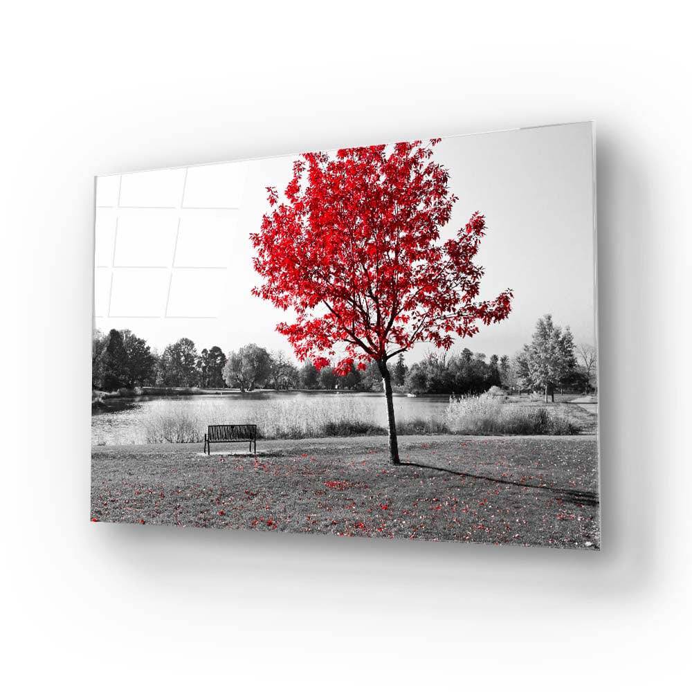 Red Maple Tree Glass Wall Art - CreoGlass E-Shop