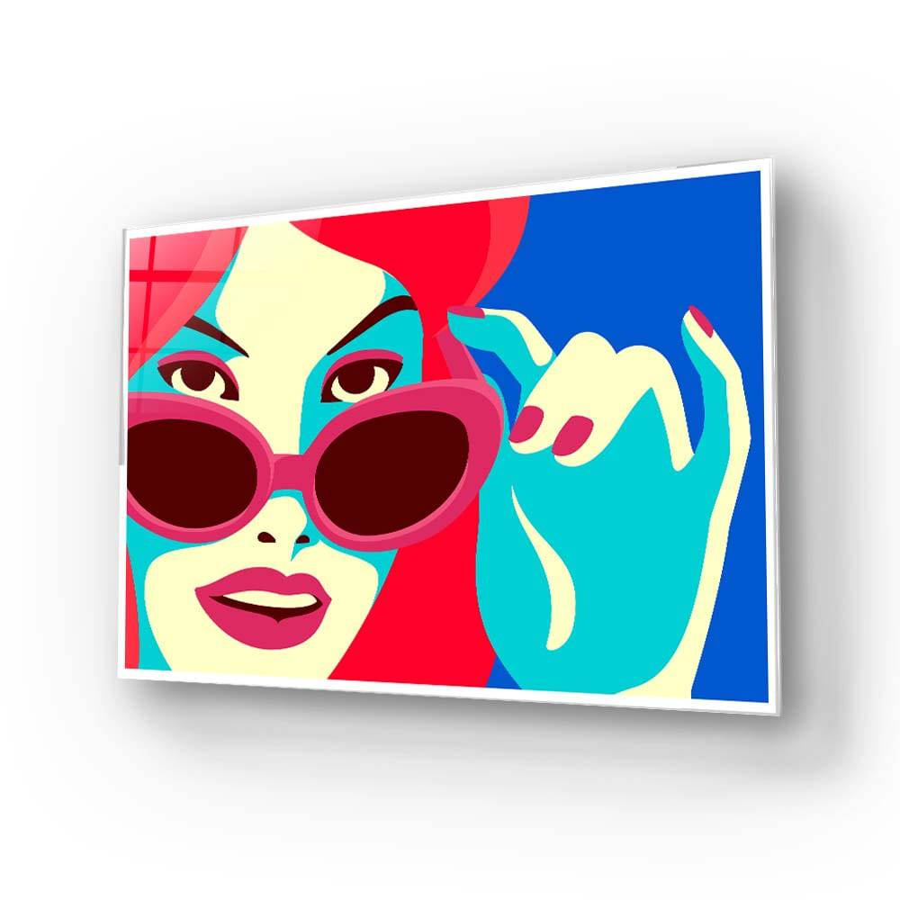 Retro Red Sunglasses Glass Wall Art - CreoGlass E-Shop