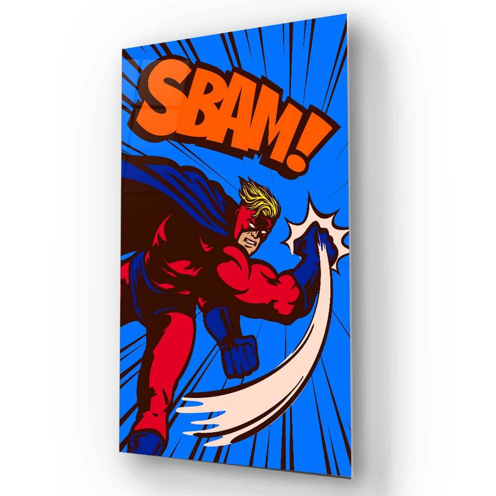 Retro Superhero Glass Wall Art - CreoGlass E-Shop