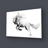 Running Horse in Black Ink Glass Wall Art - CreoGlass E-Shop