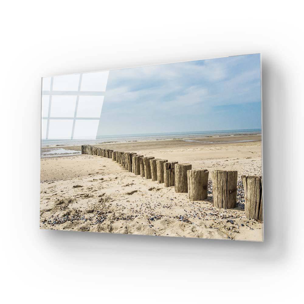 Scenic Beach Groins Glass Wall Art - CreoGlass E-Shop