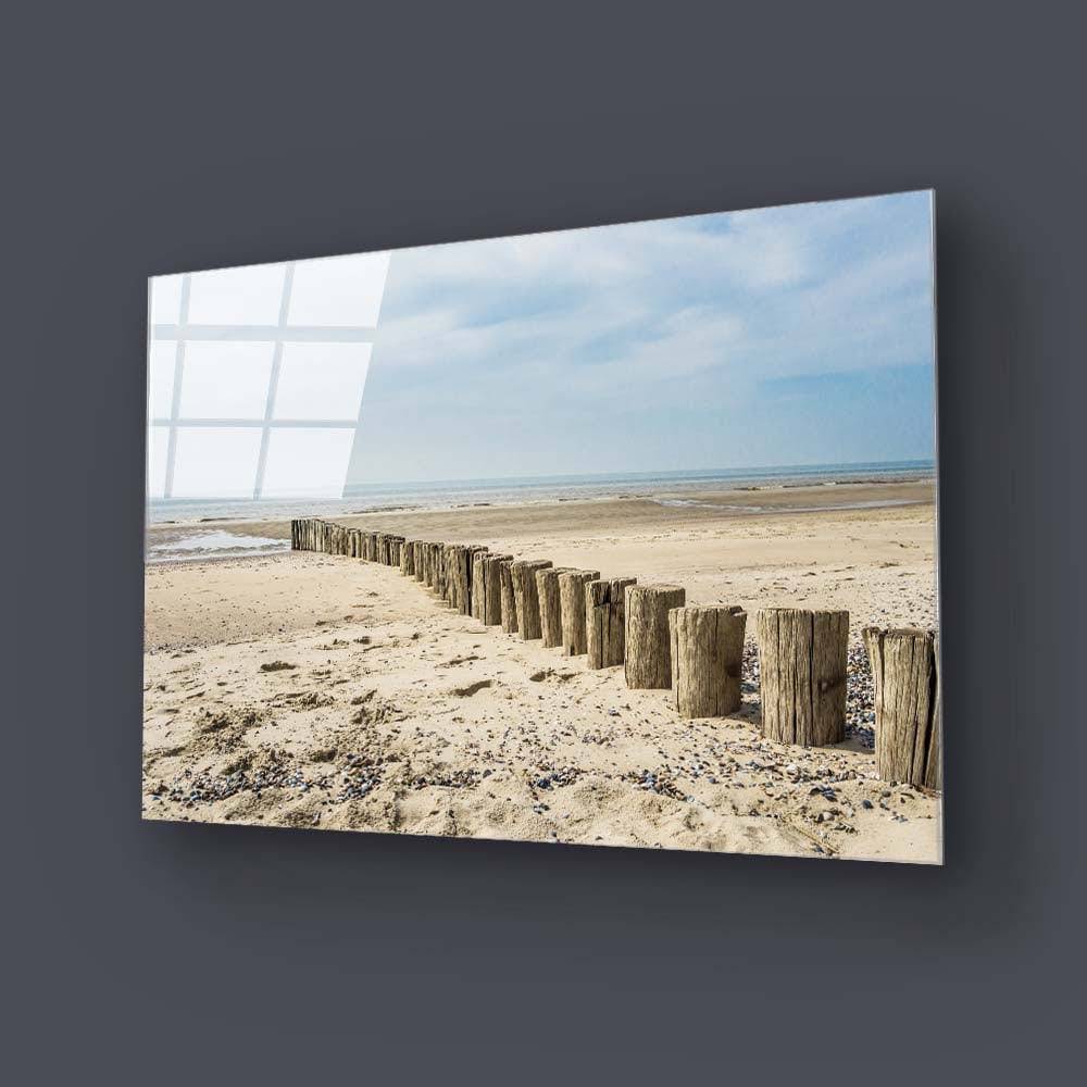 Scenic Beach Groins Glass Wall Art - CreoGlass E-Shop