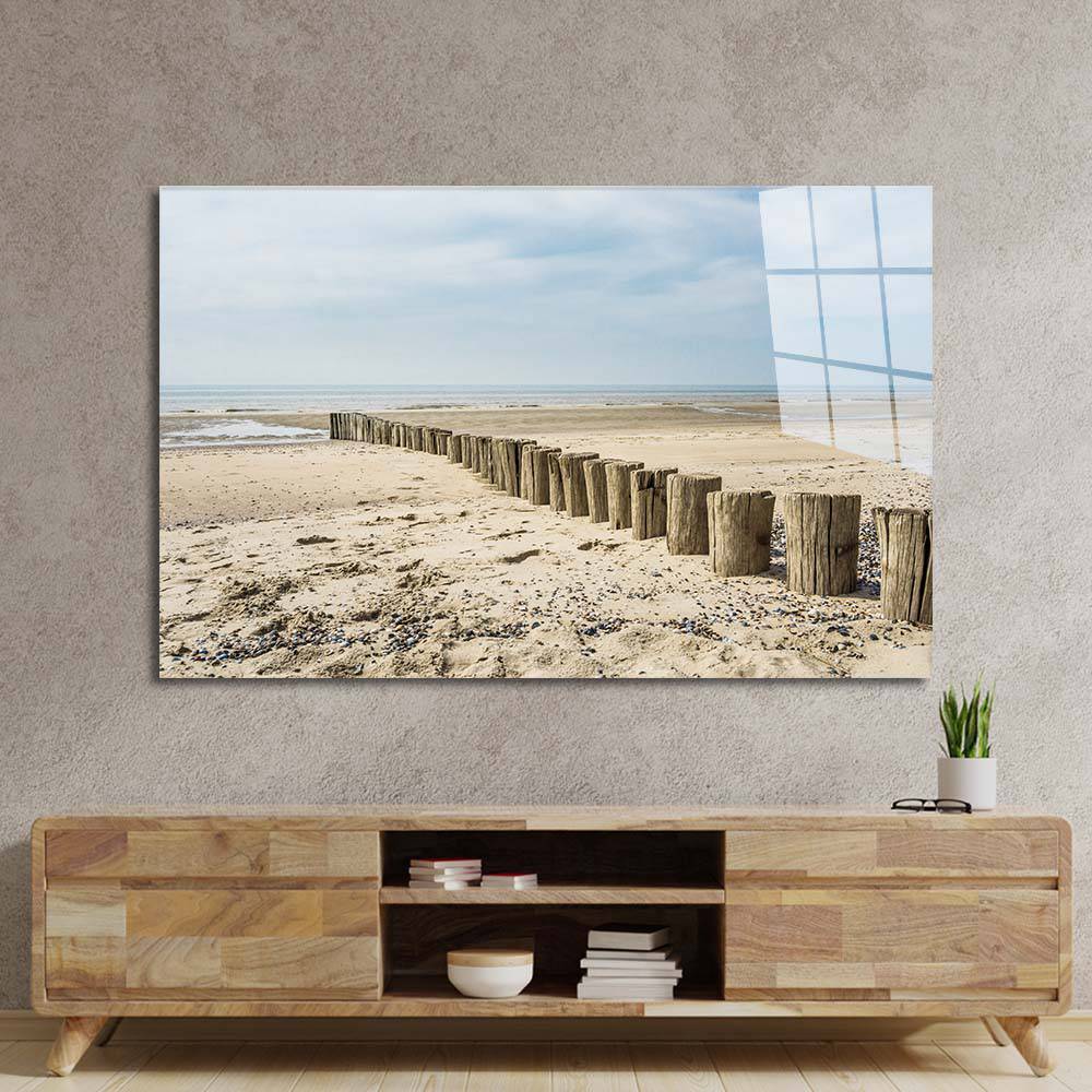 Scenic Beach Groins Glass Wall Art - CreoGlass E-Shop