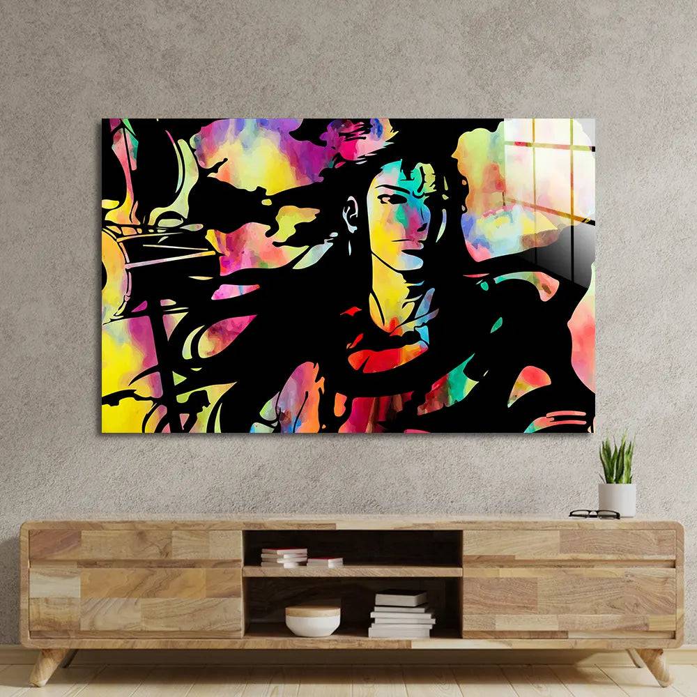 Shiva Ji Lord Shiva Black Sketch Glass Wall Art - CreoGlass E-Shop