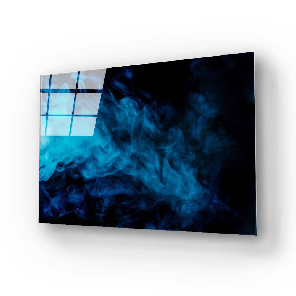Smoke Effect Black and Blue Glass Wall Art - CreoGlass E-Shop