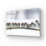 Sparrows Sitting on a Branch Glass Wall Art - CreoGlass E-Shop