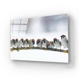 Sparrows Sitting on a Branch Glass Wall Art - CreoGlass E-Shop